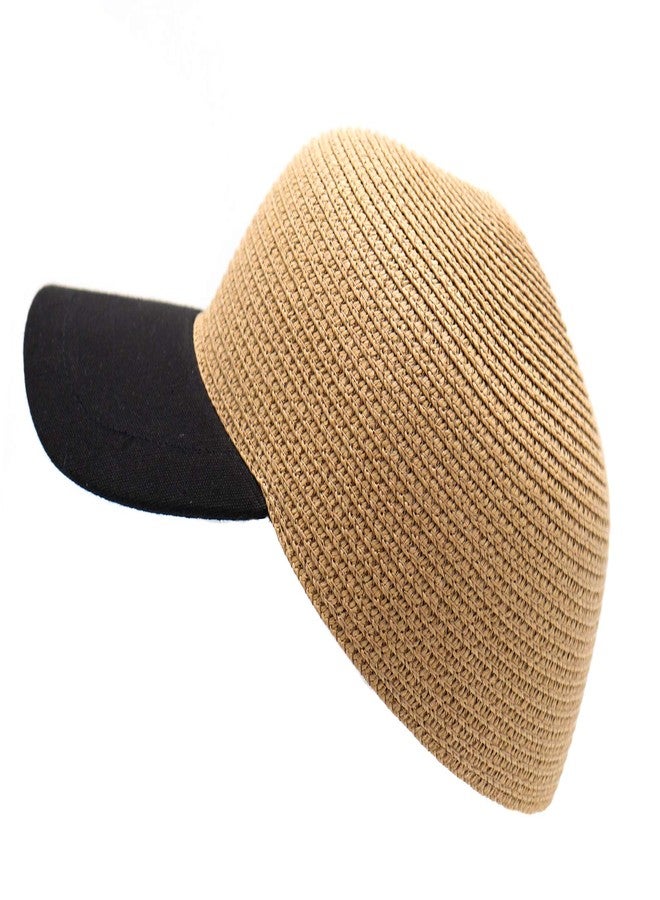 surell Straw Baseball Cap - Stylish Black Summer Beach Hat - Women Girls Straw Sun Hat - Hand Woven Summer Travel Cap (Natural, Black) - Image 3